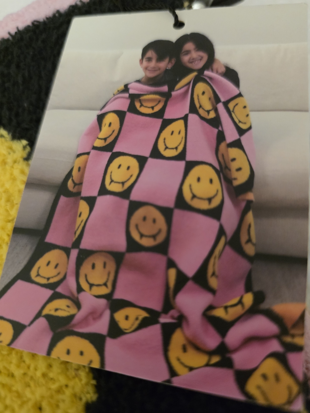 Kids Pink Smiley Face Blanket